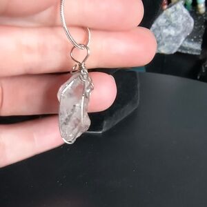 Silver Wire-Wrapped Crystal Pendant On Stamped 925 Chain